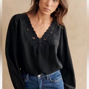 Juliette blouse in black - size 6 (s/m), 100% silk